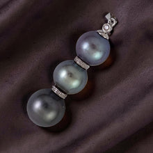 Load image into Gallery viewer, 14k White Gold &amp; Diamonds 3-Series Cultured &amp; Tahitian Pearl Pendant
