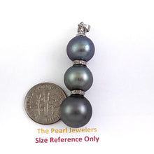 Load image into Gallery viewer, 14k White Gold &amp; Diamonds 3-Series Cultured &amp; Tahitian Pearl Pendant