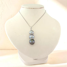 Load image into Gallery viewer, Three-Series Smoke, Blue &amp; Black Pearl Pendant in 14k White Gold