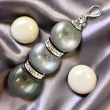 Load image into Gallery viewer, Three-Series Smoke, Blue &amp; Black Pearl Pendant in 14k White Gold