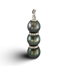 Load image into Gallery viewer, Black Tahitian Pearl &amp; 19 Diamonds in 14k White Gold