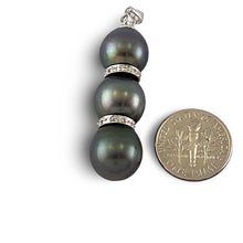 Load image into Gallery viewer, Black Tahitian Pearl &amp; 19 Diamonds in 14k White Gold