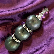 Load image into Gallery viewer, Black Tahitian Pearl &amp; 19 Diamonds in 14k White Gold