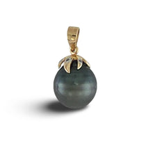 Load image into Gallery viewer, Black Tahitian Pearl &amp; Diamond Star-Bale in 14k Yellow Gold