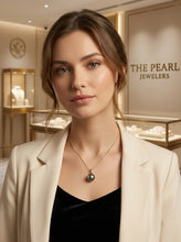 Load image into Gallery viewer, Black Tahitian Pearl &amp; Diamond Star-Bale Pendant 14K