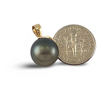 Load image into Gallery viewer, Black Tahitian Pearl &amp; Diamond Star-Bale Pendant 14K