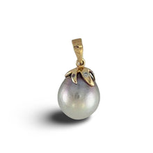 Load image into Gallery viewer, Silver-Tone Tahitian Pearl &amp; Diamond Star-Bail Pendant