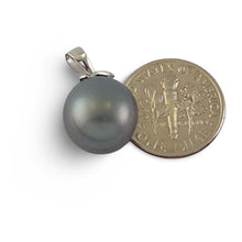 Load image into Gallery viewer, Silver-Gray Tahitian Pearl &amp; Diamond Star-Bale Pendant 14k