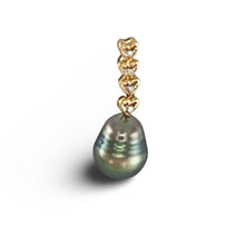 Load image into Gallery viewer, Green-Tone Baroque Pearl &amp; Diamond Heart-Bale 14k Pendant