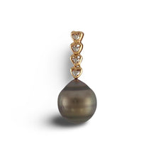 Load image into Gallery viewer, Khaki-Tone Baroque Pearl &amp; Diamond 14k Heart-Bale Pendant