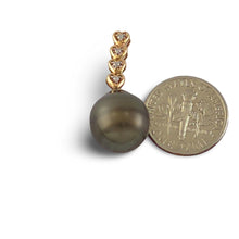 Load image into Gallery viewer, Khaki-Tone Baroque Pearl &amp; Diamond 14k Heart-Bale Pendant