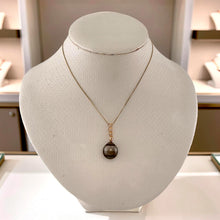 Load image into Gallery viewer, Khaki-Tone Baroque Pearl &amp; Diamond 14k Heart-Bale Pendant