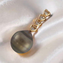 Load image into Gallery viewer, Khaki-Tone Baroque Pearl &amp; Diamond 14k Heart-Bale Pendant