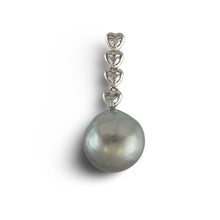 Load image into Gallery viewer, Baroque Silver-Smoke Pearl &amp; Diamond 14k Heart-Bale Pendant