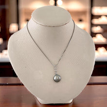 Load image into Gallery viewer, Baroque Silver-Smoke Pearl &amp; Diamond 14k Heart-Bale Pendant