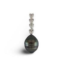 Load image into Gallery viewer, Baroque Black Tahitian Pearl &amp; Diamond Heart-Bale Pendant 14k