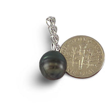 Load image into Gallery viewer, Baroque Black Tahitian Pearl &amp; Diamond Heart-Bale Pendant 14k