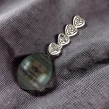 Load image into Gallery viewer, Baroque Black Tahitian Pearl &amp; Diamond Heart-Bale Pendant 14k