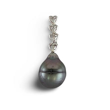 Load image into Gallery viewer, Baroque Black Tahitian Pearl &amp; Diamond Heart-Bale Pendant