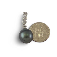Load image into Gallery viewer, Baroque Black Tahitian Pearl &amp; Diamond Heart-Bale Pendant