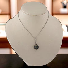 Load image into Gallery viewer, Baroque Black Tahitian Pearl &amp; Diamond Heart-Bale Pendant