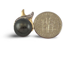 Load image into Gallery viewer, 14K X-Bale &amp; Diamond Black Tahitian Pearl Pendant