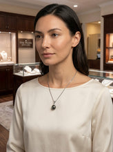 Load image into Gallery viewer, 14k Twin-Leaf Bale &amp; Diamond Tahitian Pearl Pendant