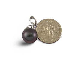 Load image into Gallery viewer, 14k Twin-Leaf Bale &amp; Diamond Tahitian Pearl Pendant