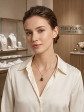 Load image into Gallery viewer, Genuine Baroque Tahitian Pearl &amp; 14k White Gold Swirl-Design Pendant