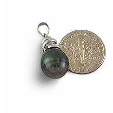 Load image into Gallery viewer, Genuine Baroque Tahitian Pearl &amp; 14k White Gold Swirl-Design Pendant