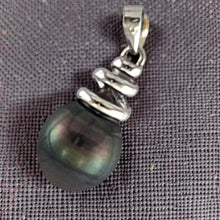 Load image into Gallery viewer, Genuine Baroque Tahitian Pearl &amp; 14k White Gold Swirl-Design Pendant
