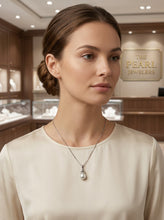 Load image into Gallery viewer, Genuine Baroque Tahitian Pearl &amp; 14k White Gold Swirl-Design Pendant
