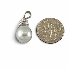 Load image into Gallery viewer, Genuine Baroque Tahitian Pearl &amp; 14k White Gold Swirl-Design Pendant
