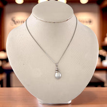 Load image into Gallery viewer, Genuine Baroque Tahitian Pearl &amp; 14k White Gold Swirl-Design Pendant
