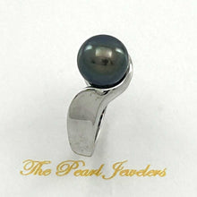 Load image into Gallery viewer, 14k White Gold Black Pearl Solitaire Ring