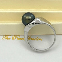 Load image into Gallery viewer, 14k White Gold Black Pearl Solitaire Ring