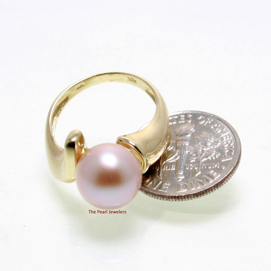 14k Yellow Gold Lavender Pearl Solitaire Ring