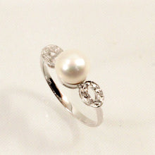 Load image into Gallery viewer, 14k Solid White Gold White Pearl &amp; Diamond Cocktail Ring