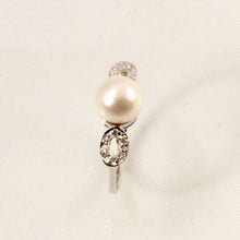 Load image into Gallery viewer, 14k Solid White Gold White Pearl &amp; Diamond Cocktail Ring
