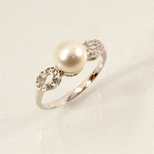 Load image into Gallery viewer, 14k Solid White Gold White Pearl &amp; Diamond Cocktail Ring