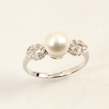 Load image into Gallery viewer, 14k Solid White Gold White Pearl &amp; Diamond Cocktail Ring