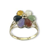 Load image into Gallery viewer, Multi-Color Jade Flower Ring in Solid 14K Gold