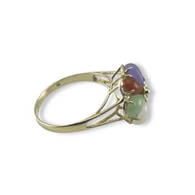 Load image into Gallery viewer, Multi-Color Jade Flower Ring in Solid 14K Gold