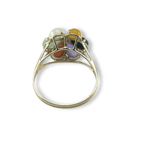 Load image into Gallery viewer, Multi-Color Jade Flower Ring in Solid 14K Gold