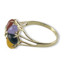 Load image into Gallery viewer, Multi-Color Jade Flower Ring in Solid 14K Gold