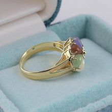 Load image into Gallery viewer, Multi-Color Jade Flower Ring in Solid 14K Gold