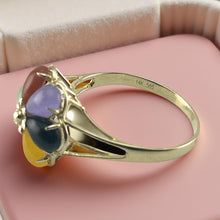 Load image into Gallery viewer, Multi-Color Jade Flower Ring in Solid 14K Gold