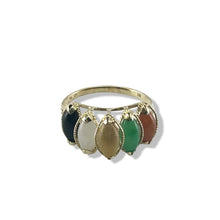 Load image into Gallery viewer, Multi-Color Marquise Jade Ring in Solid 14K Gold
