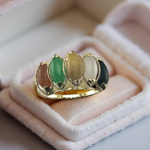 Load image into Gallery viewer, Multi-Color Marquise Jade Ring in Solid 14K Gold