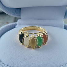 Load image into Gallery viewer, Multi-Color Marquise Jade Ring in Solid 14K Gold